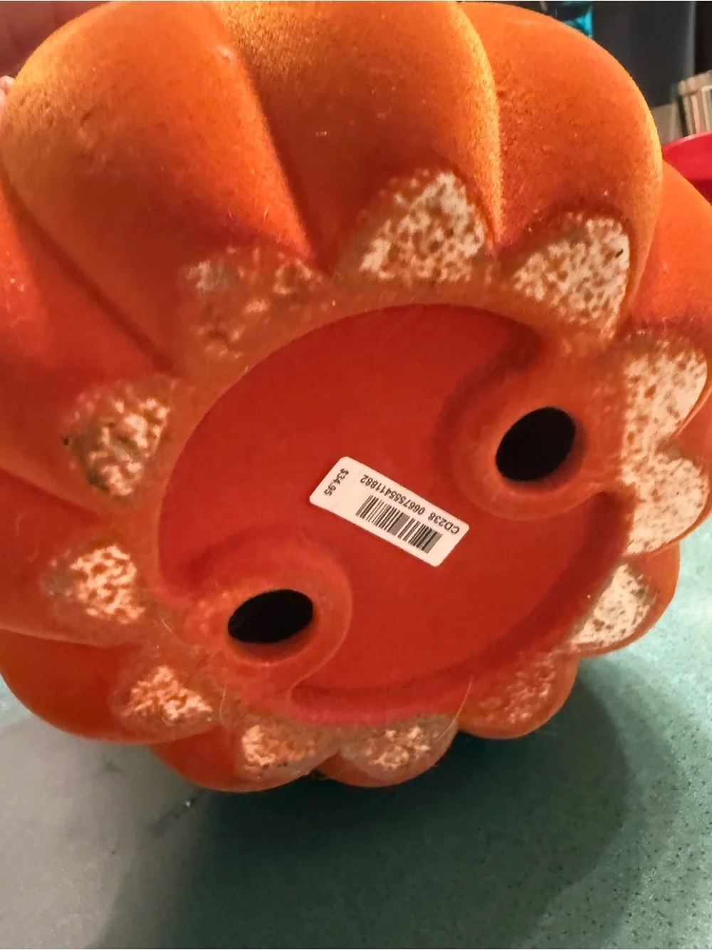Bath & body Works  Velvet Orange Decorative Pumpkin with Gold Leaf Accent